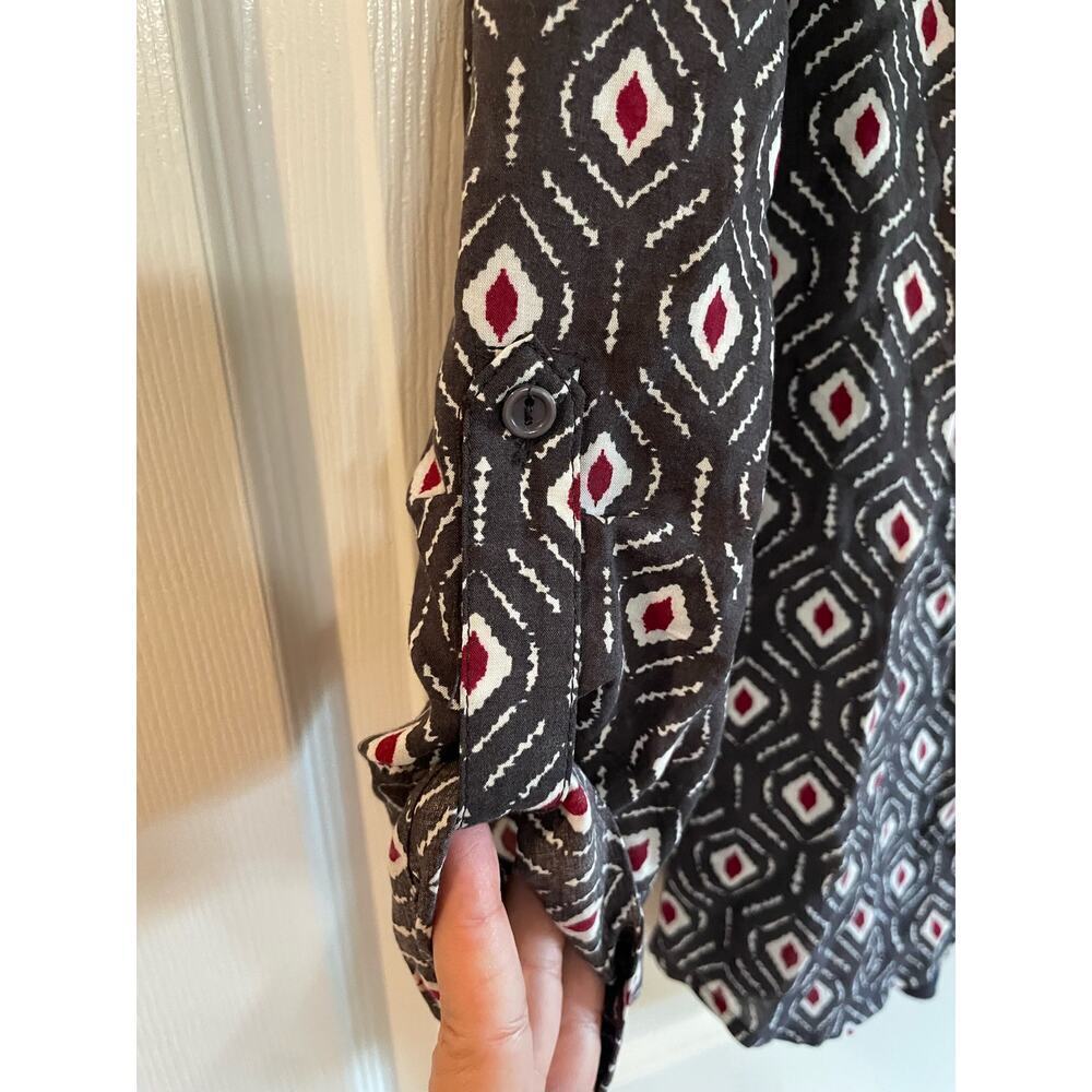 One September Anthropologie Mataura Gray Geometric Embroidered Top Size S. - Picture 5 of 13